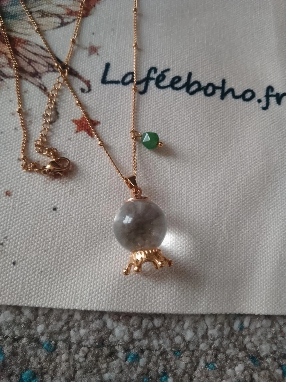 Colar de bola de cristal com pedra de jade – photo 2